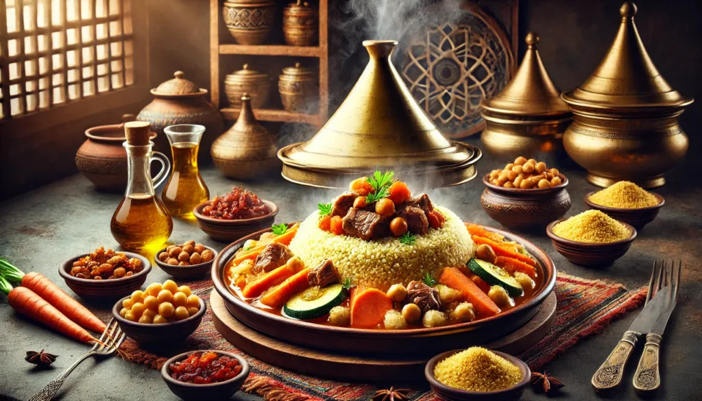 the traditional preparation and serving of Moroccan couscous