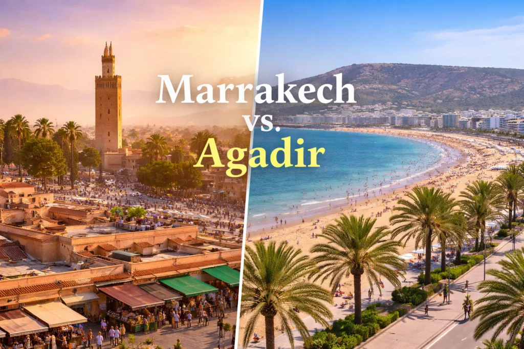 Is Marrakech hotter than Agadir in summer 2026