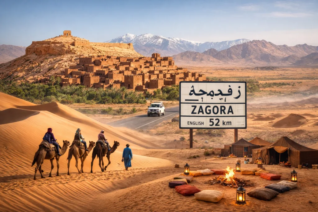 Which city in Morocco is near the Sahara